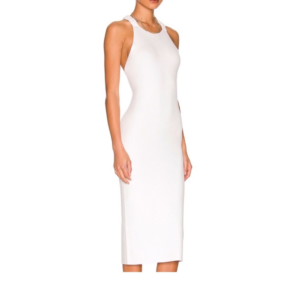 525 America Sleeveless Dress White Cross Back Midi Dress NWT